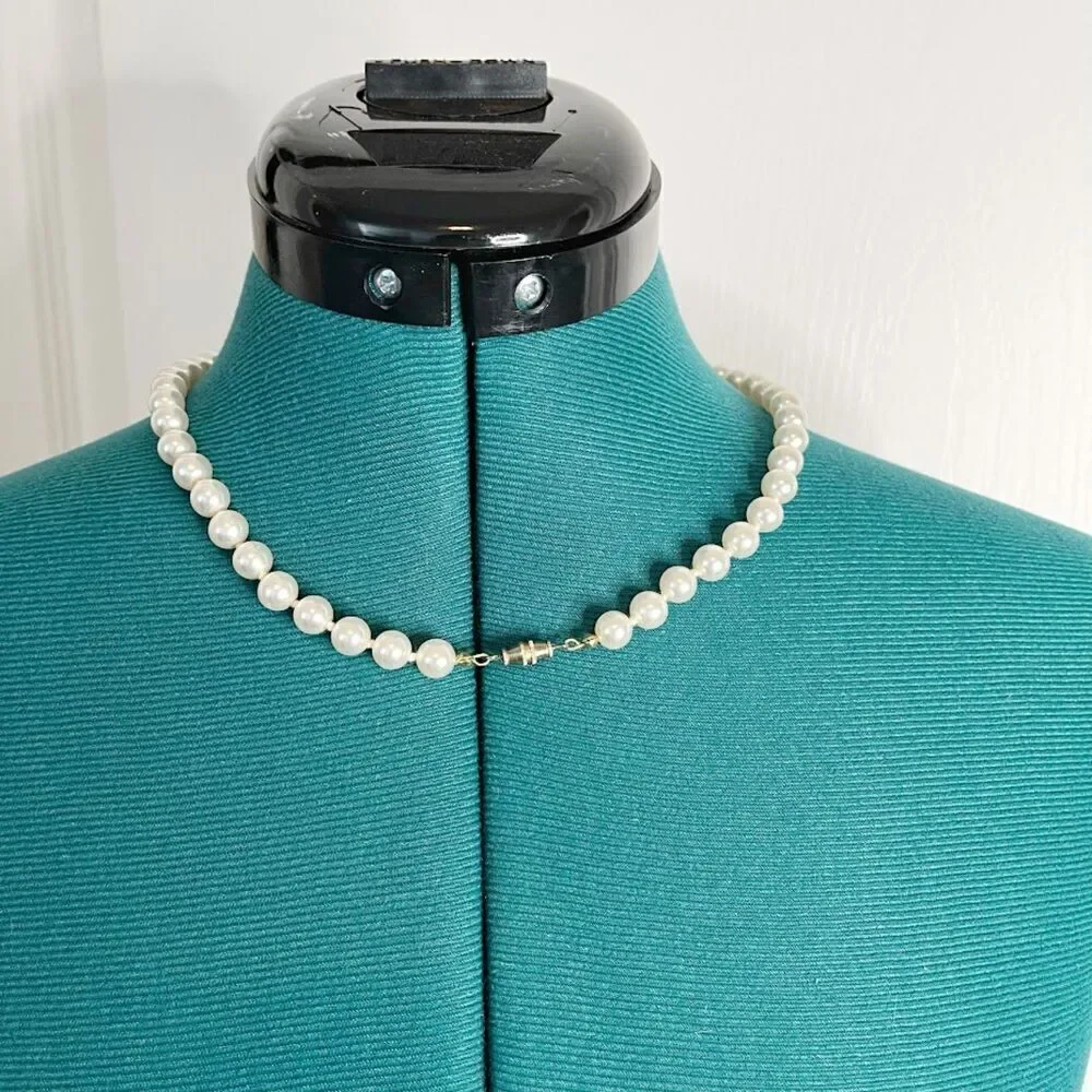 Beaded Faux Pearl Rhinestone Drop Pendant Stamped 